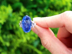 17.11 Carat Ceylon Sapphire 0.50 Carat Diamond Platinum Cocktail Ring Circa 1950