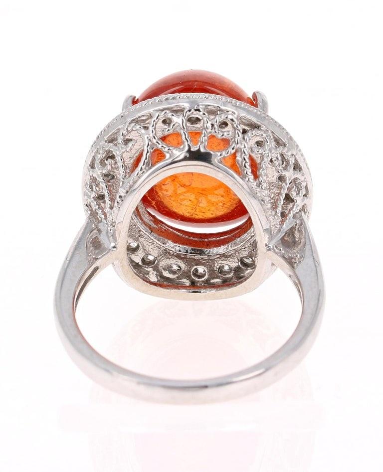 17,11 Karat Mandarin Granat Diamant Weißgold Cocktail-Ring (Ovalschliff) im Angebot