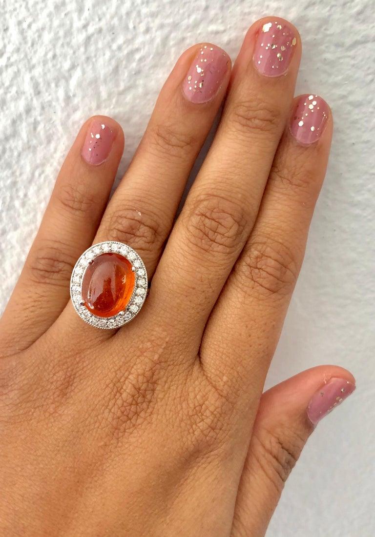 17.11 Carat Mandarin Garnet Diamond White Gold Cocktail Ring In New Condition For Sale In Los Angeles, CA