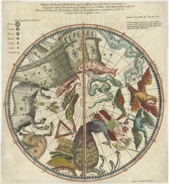 1711 Star Chart of Southern Sky with Mythical Constellations and Exotic Animals