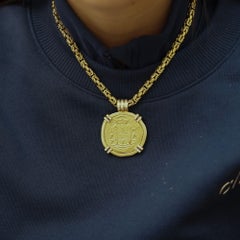1712 Spanish 8 Escudo Cob Coin 1715 Fleet Wreck 22K & 18K Gold Pendant Necklace
