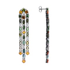 17.124 Quilates Turmalina, Citrino, Diamante, Pendientes Colgantes de Oro, en Stock