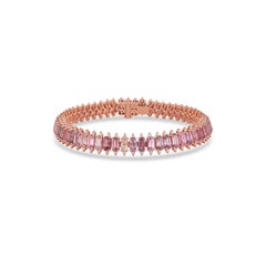 17.14 Karat Multi Saphir und Diamant Tennies Armband  in 18k Rose Gold
