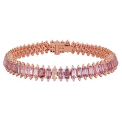 Bracelet Tennies de 17.14 carats à saphirs multiples et diamants  en or rose 18k