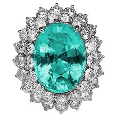 17.16 Carat Paraiba Tourmaline GIA et Diamond Platinum Ring Estate Jewelry