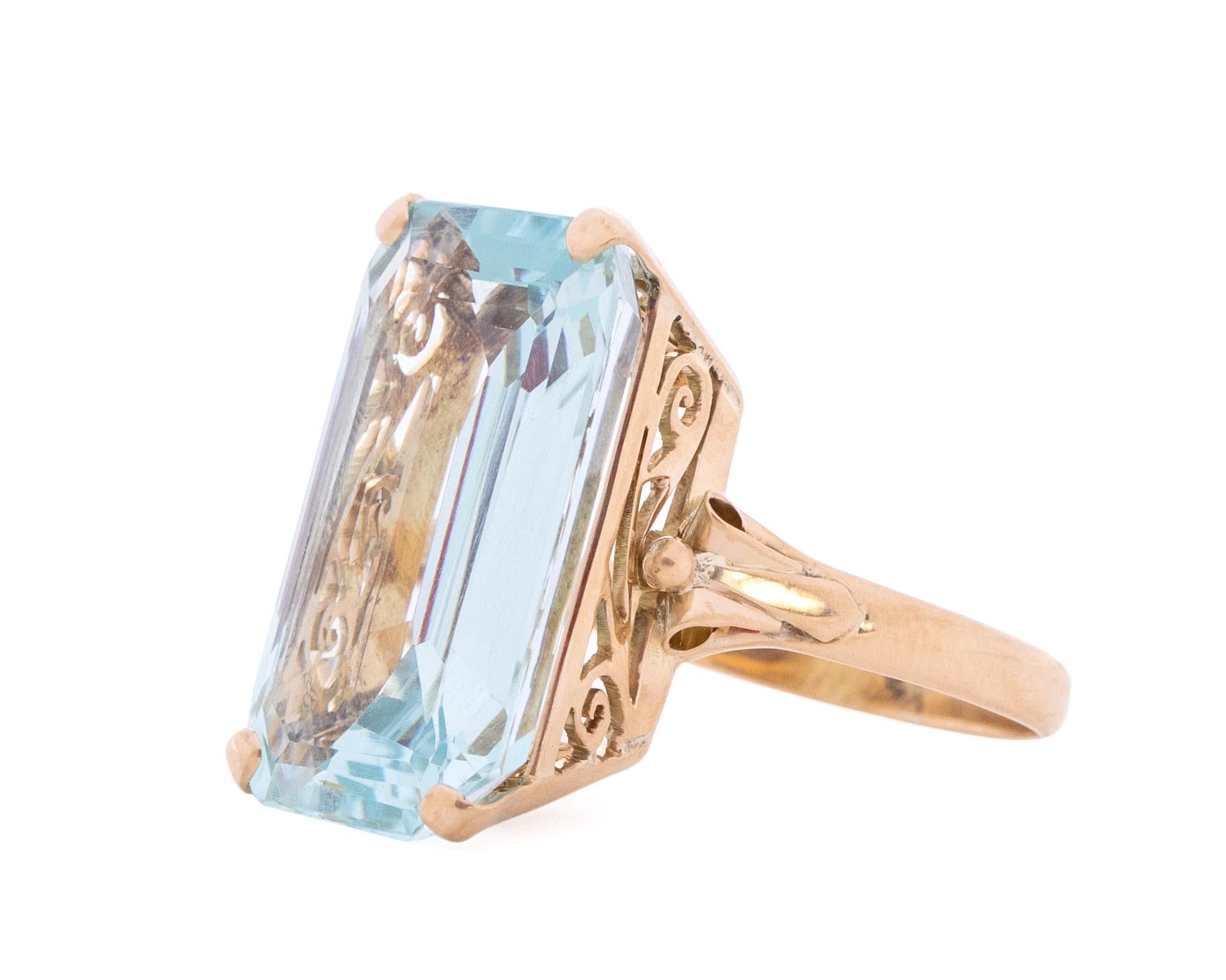 17.16 Carat Retro 14 Karat Yellow Gold Engagement Ring In Good Condition For Sale In Hicksville, NY