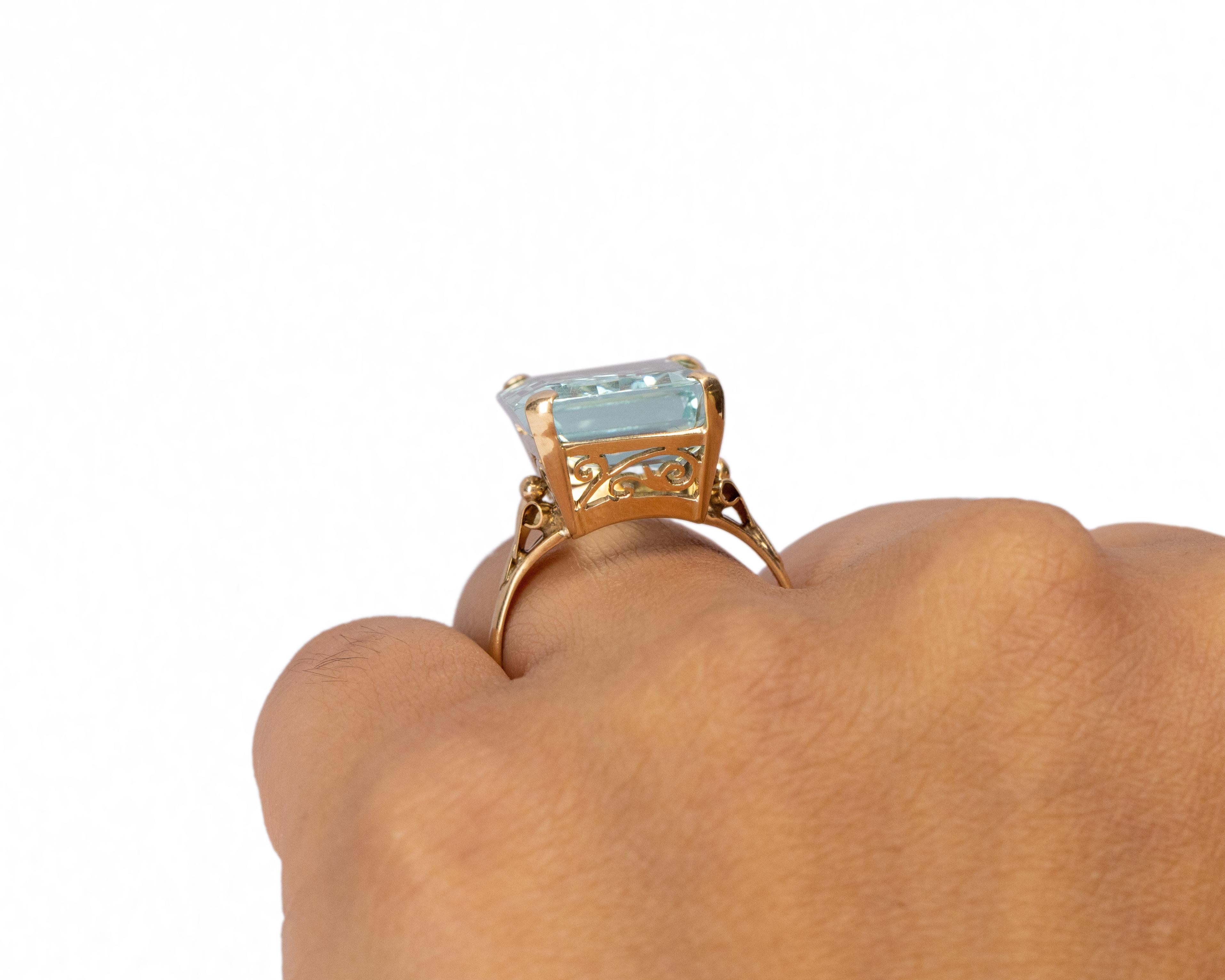 17.16 Carat Retro 14 Karat Yellow Gold Engagement Ring For Sale 2