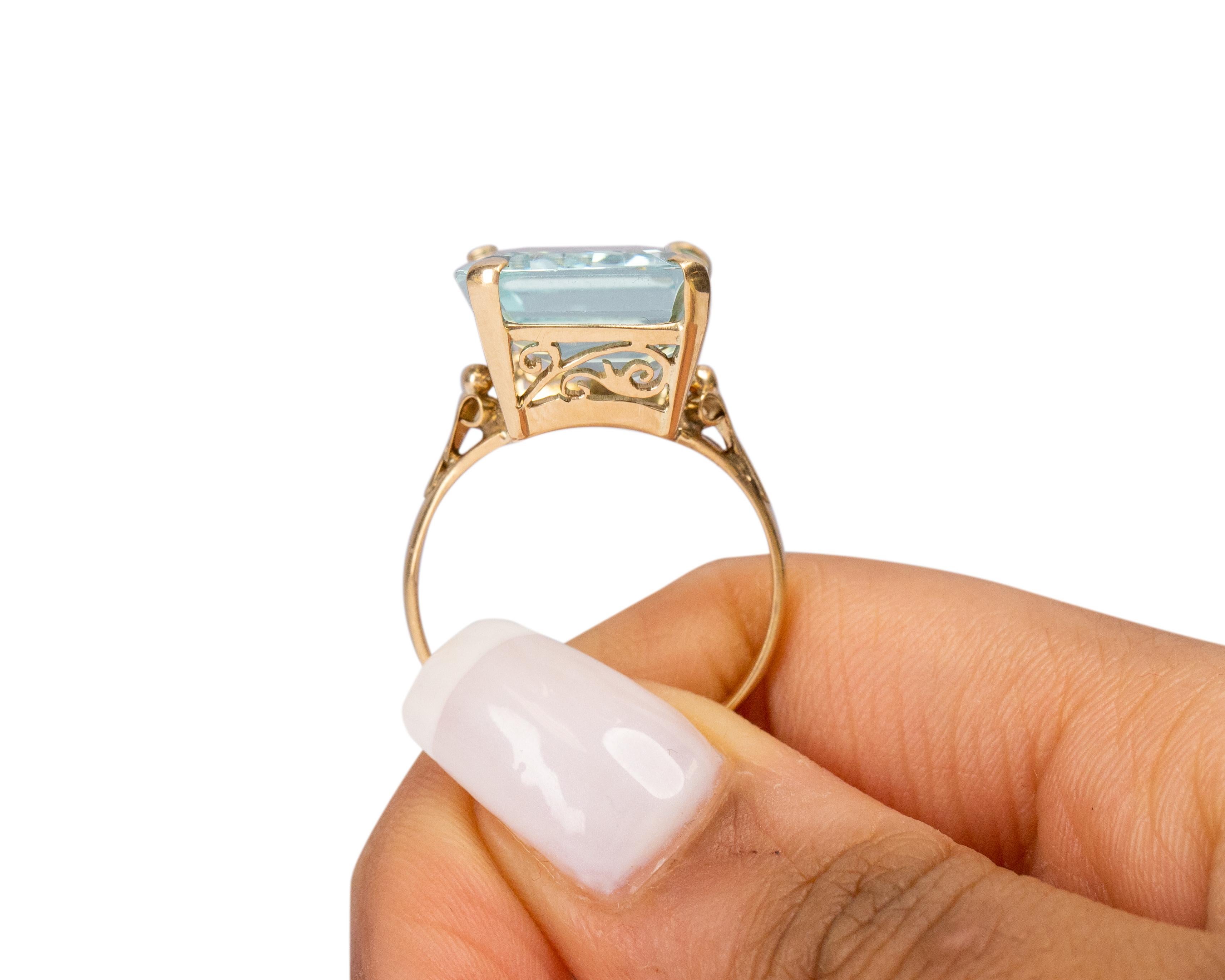 17.16 Carat Retro 14 Karat Yellow Gold Engagement Ring For Sale 4