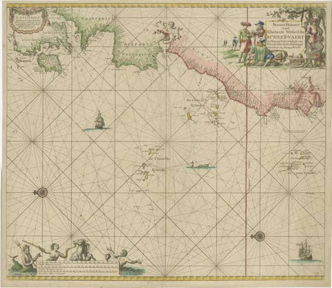 1717 Johannes Van Keulen Sea Chart of the Eastern Atlantic - Amsterdam to Gambia