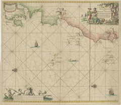 Antique 1717 Johannes Van Keulen Sea Chart of the Eastern Atlantic - Amsterdam to Gambia
