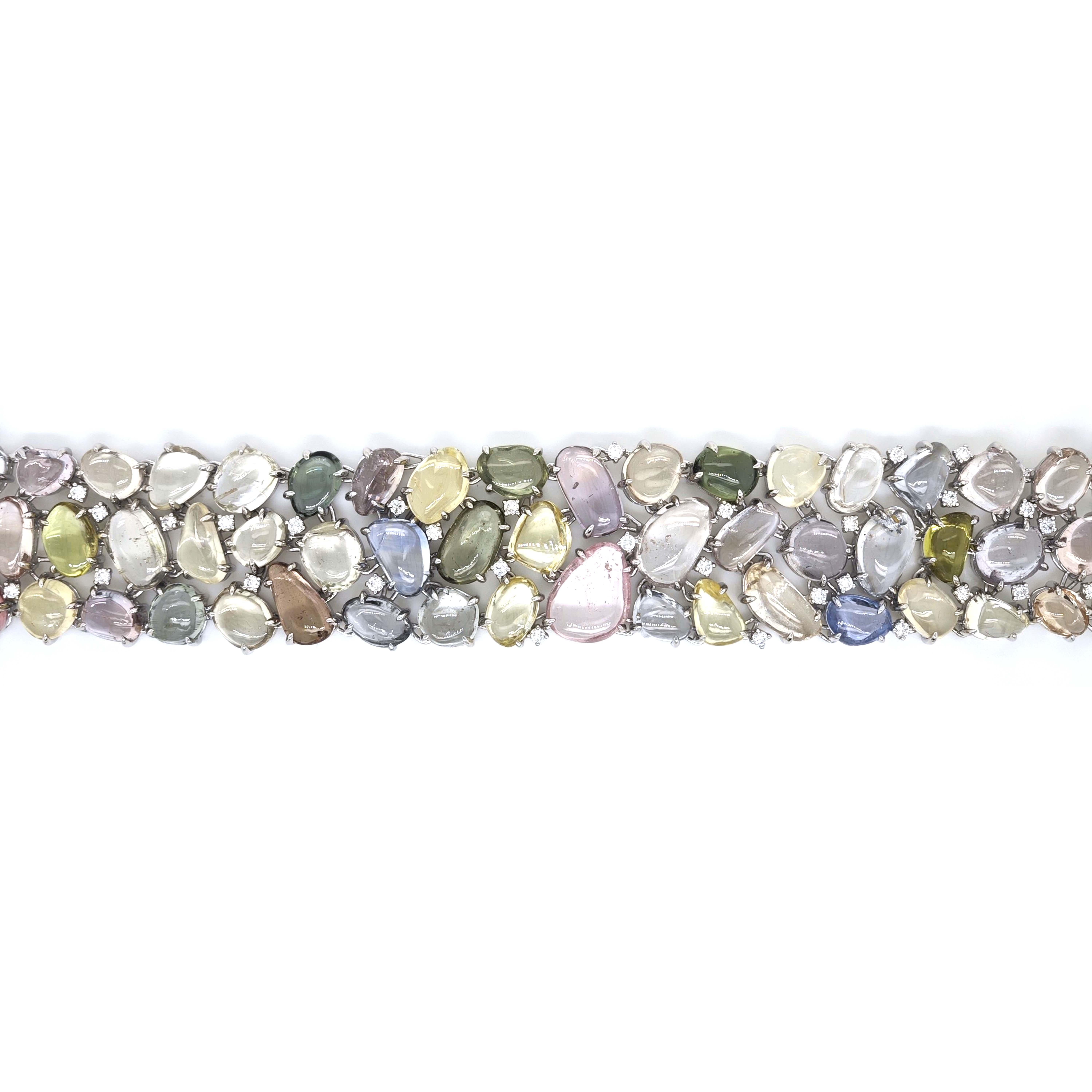 Bracciale in oro bianco con zaffiro e diamante bianco da 171.84 carati In condizioni Nuovo in vendita a New York, NY