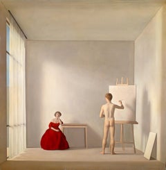 Retro The painter and the model (1952) - Antonio Bueno - fin art print reproduction