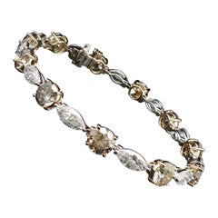 17,19 ct. Brazalete de tenis con diamantes talla marquesa y redondos brillantes marrones en 14KG