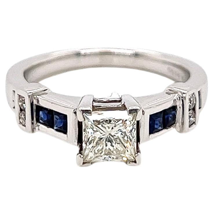 1.71 Total Carat Sapphire and Diamond Ladies Ring