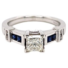 1.71 Total Carat Sapphire and Diamond Ladies Ring