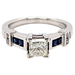 1.71 Total Carat Sapphire and Diamond Ladies Ring