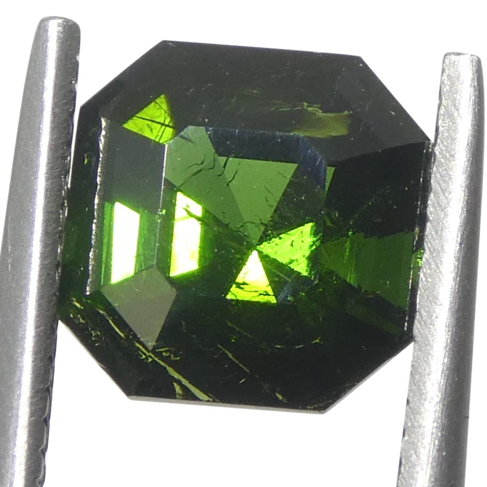 Women's or Men's 1.71ct Asscher Cut/Square Green Tourmaline For Sale