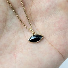 1.71CT Natural Black Diamond Marquise Pendant in 14 Karat Yellow Gold