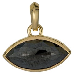 Natural Black Diamond(1.71CT) Marquise Pendant in 14 Karat Yellow Gold