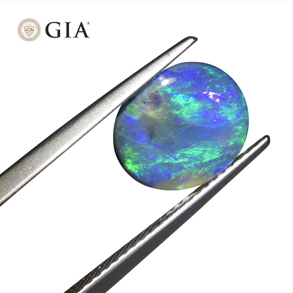 Women's or Men's 1.71ct Oval Cabochon Black Opal GIA Certified For Sale