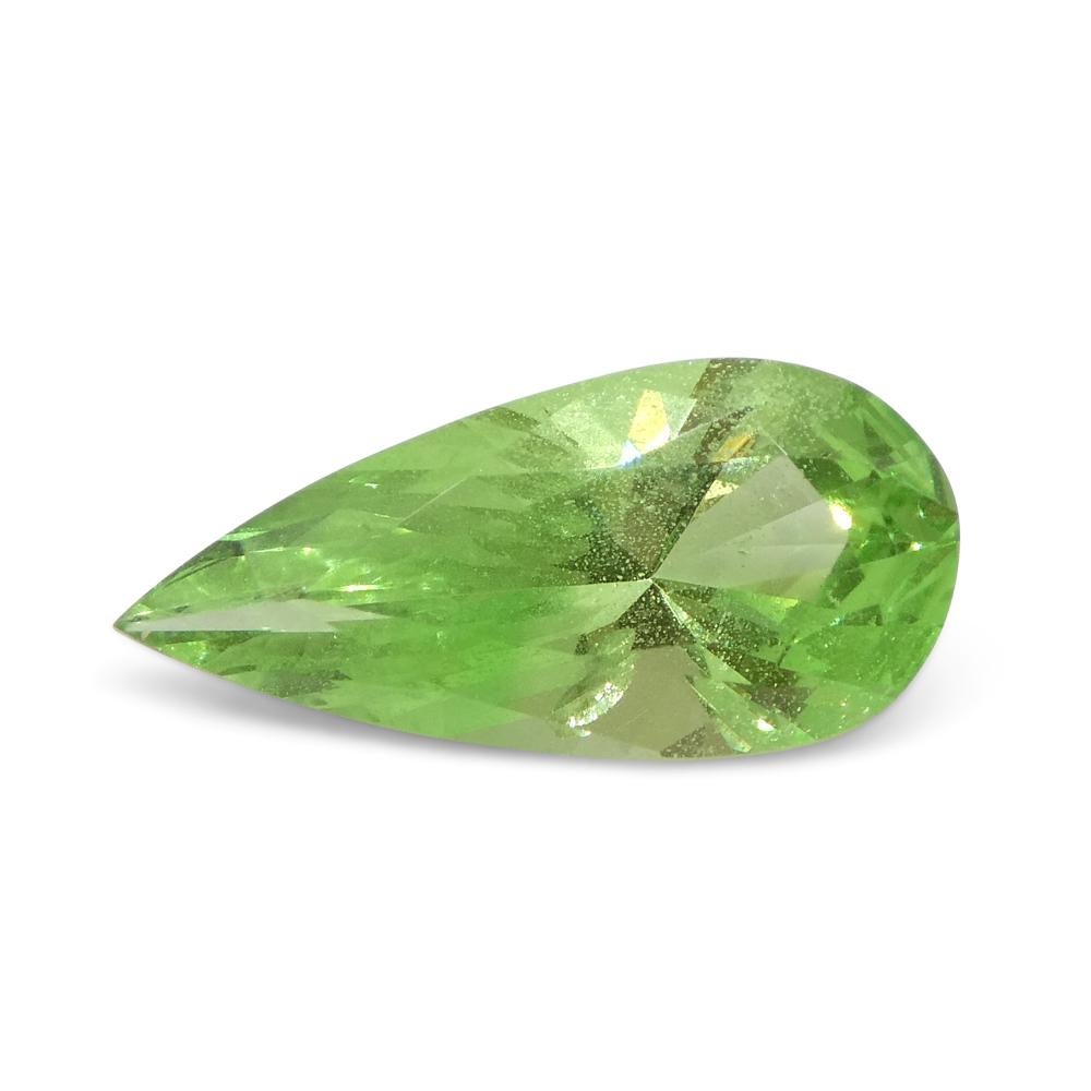 Women's or Men's 1.71ct Pear Green Mint Garnet from Tanzania For Sale