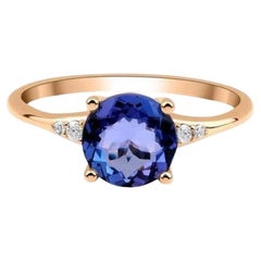 1.71 Karat Tansanit und Diamant Verlobungsring