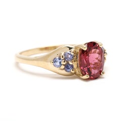 1.71ctw Pink Tourmaline & Tanzanite Ring, 14k Yellow Gold, Ring Size 4.5