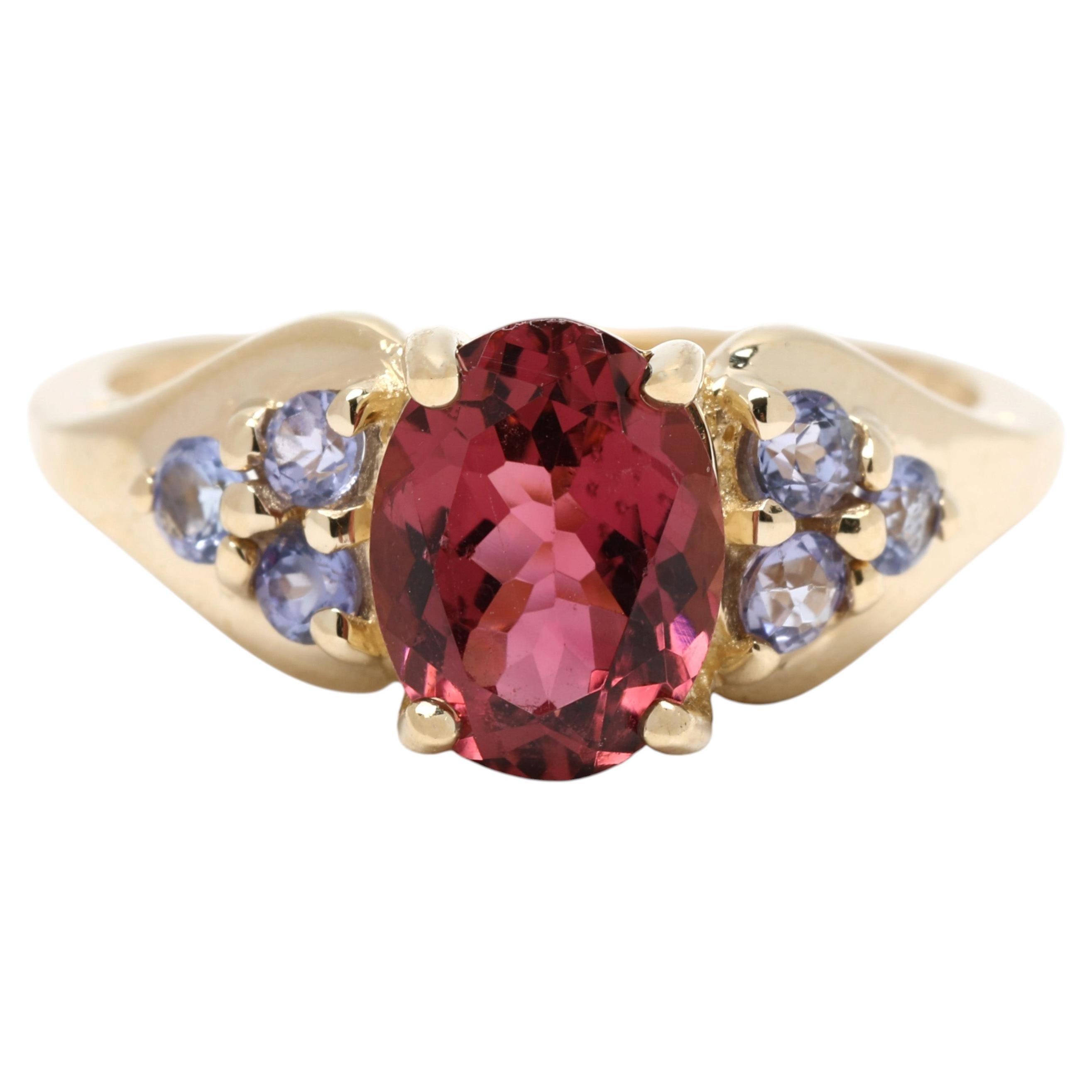 1.71ctw Pink Tourmaline & Tanzanite Ring, 14k Yellow Gold, Ring Size 4.5