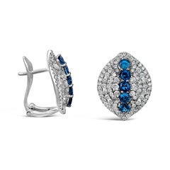1.71ctw Round Blue Sapphire with 1.71ctw Micropave Diamond Earrings