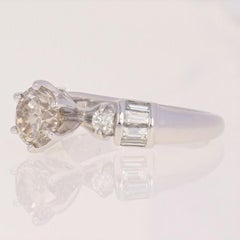 1.71 Carat Round Brilliant Diamond Engagement Ring, 14 Karat Gold Light Brown