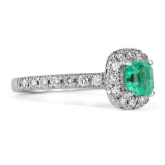 1.71tcw 14K Colombian Emerald-Asscher Cut & Diamond Engagement Ring Gift