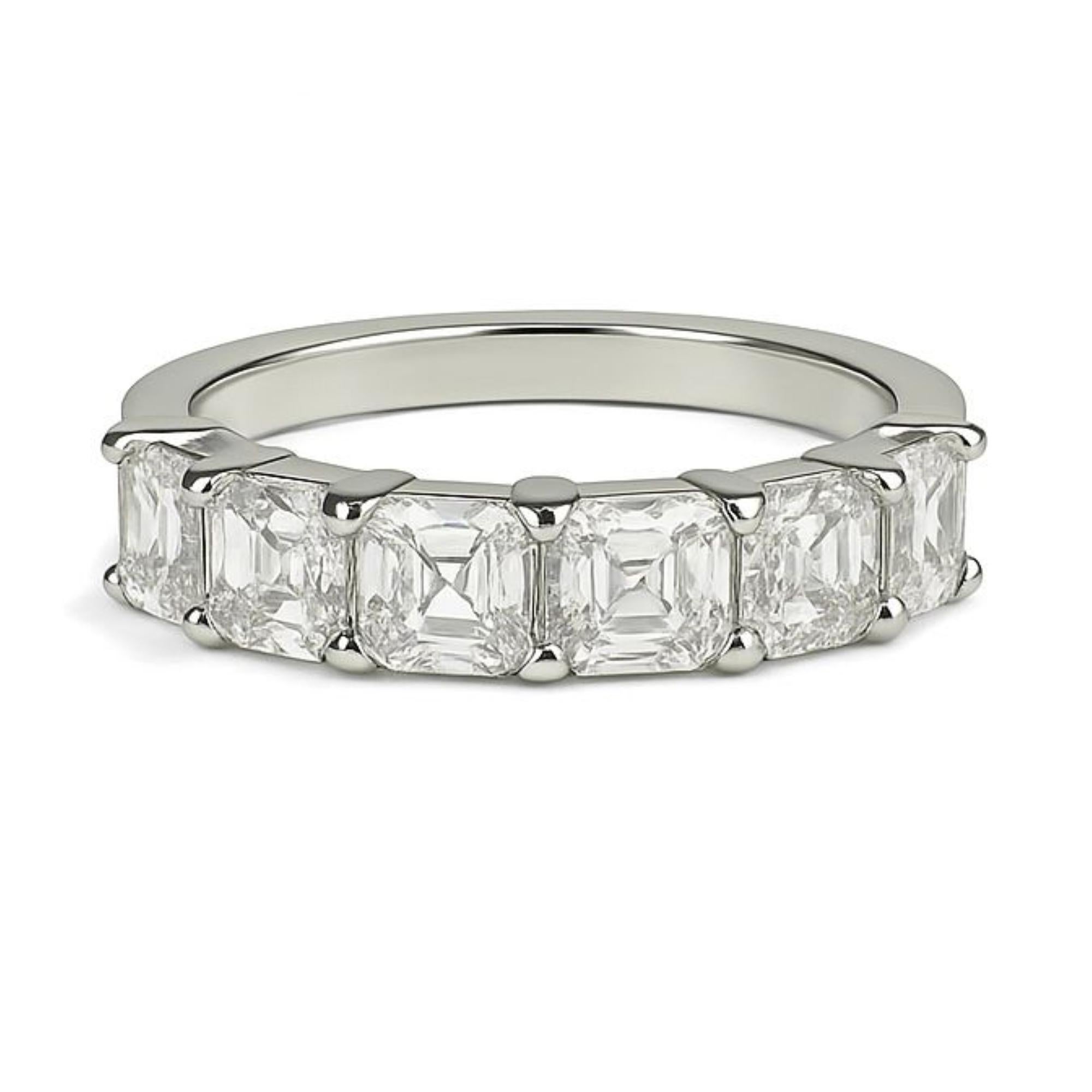 in vendita:  Fascia a metà strada con diamante taglio Asscher da 1,72 carati in platino, misura 6 2