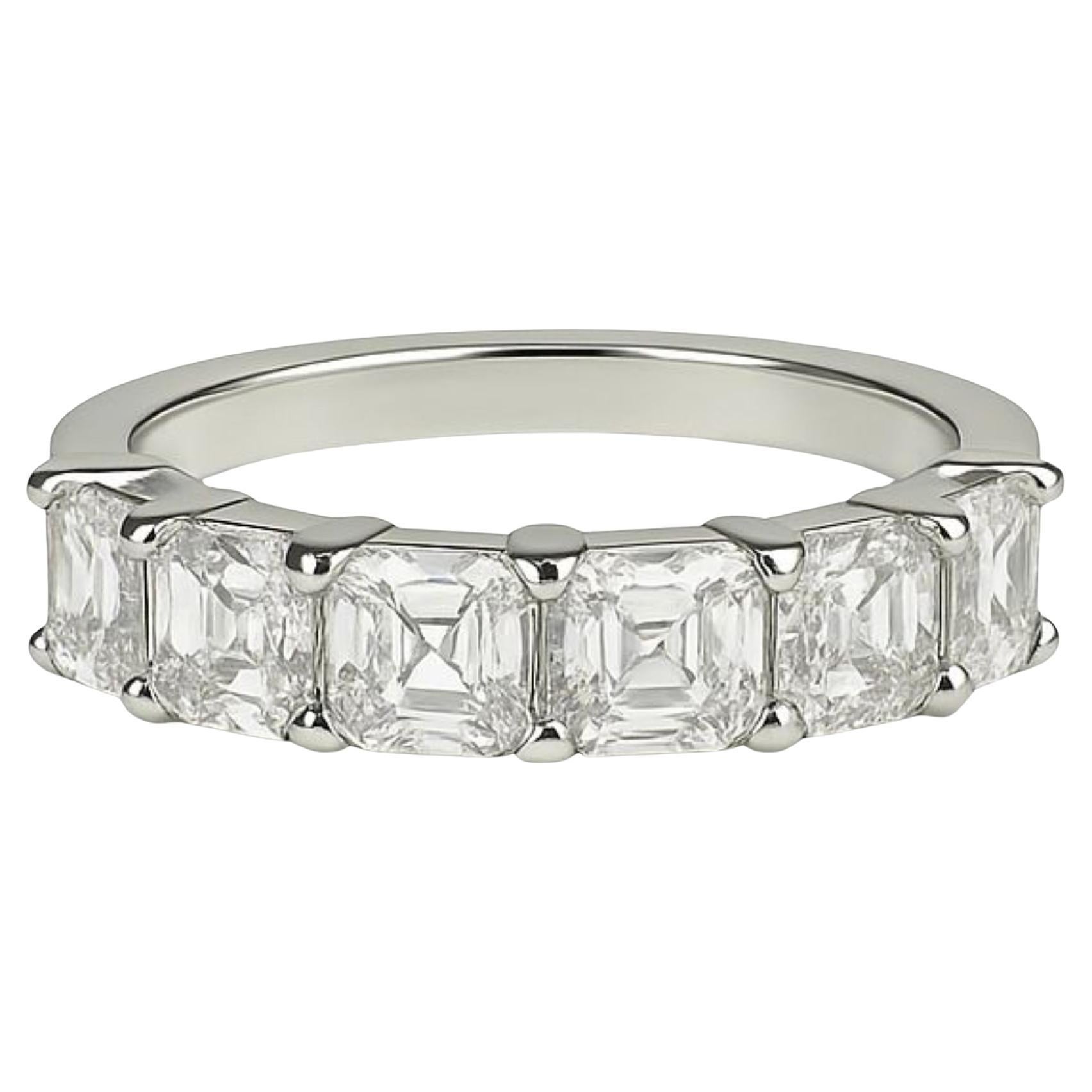 Fascia a metà strada con diamante taglio Asscher da 1,72 carati in platino, misura 6