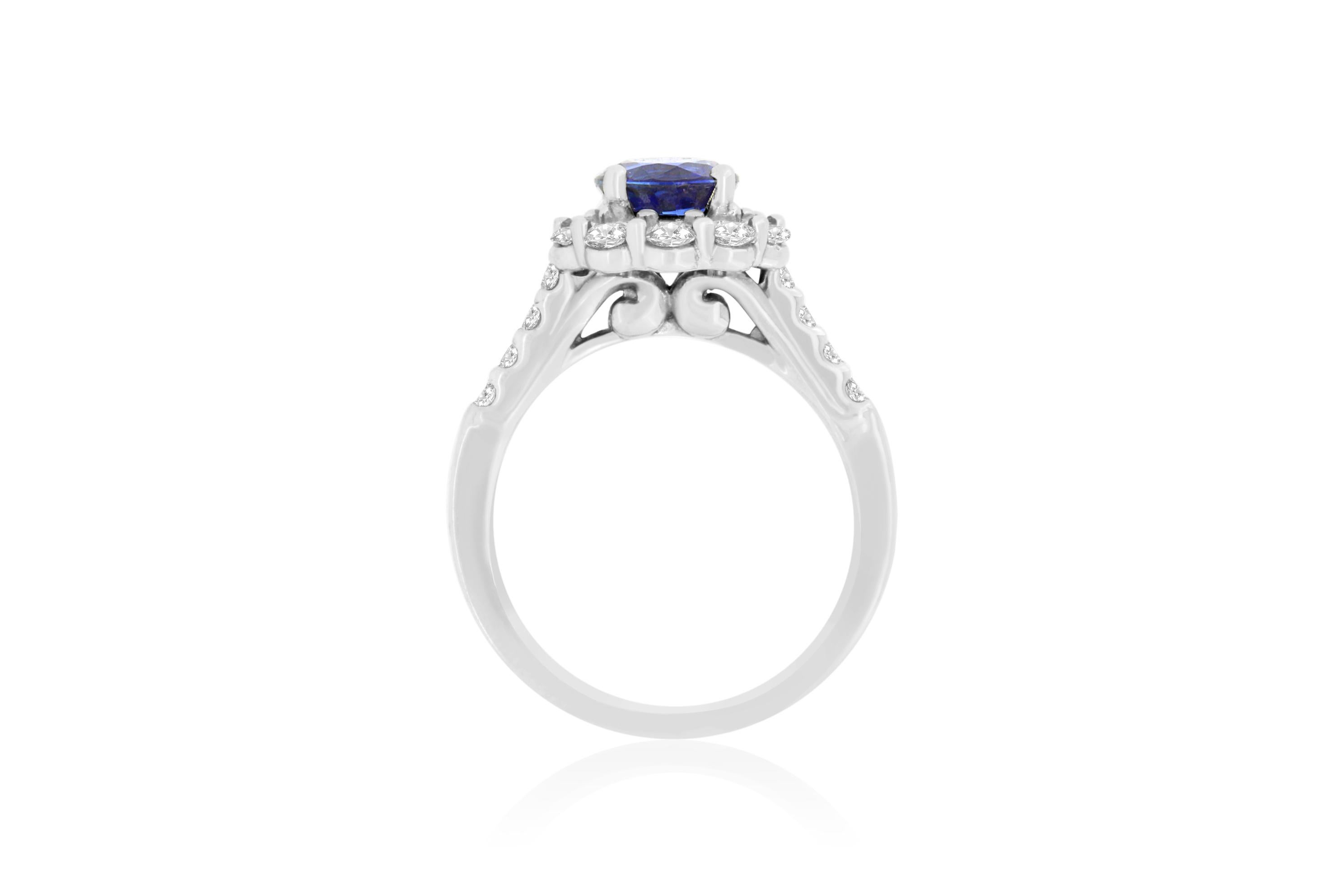 Contemporary 1.72 Carat Blue Sapphire and 0.93 Carat White Diamond Ring