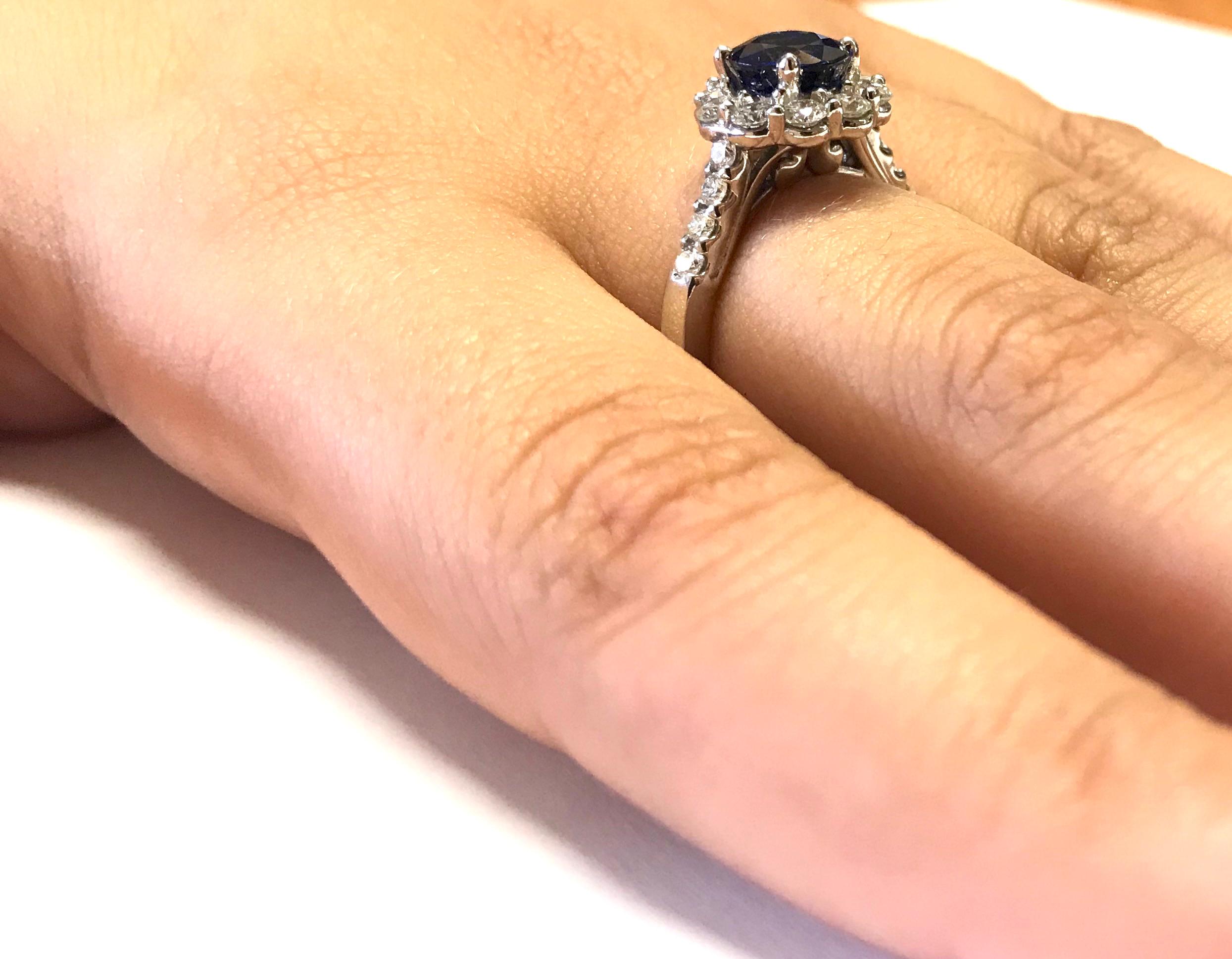 1.72 Carat Blue Sapphire and 0.93 Carat White Diamond Ring 1