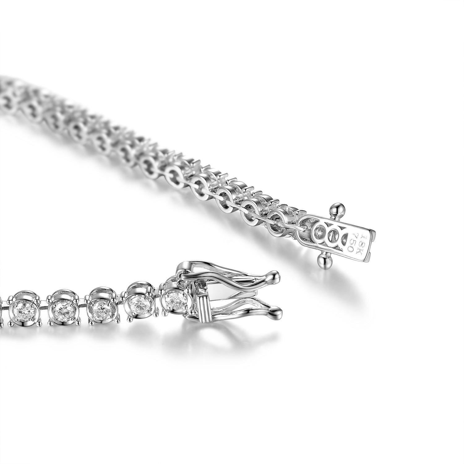 This tennis bracelet feature 1.72 carat of diamonds. Each diamond weight 0.04 carat. Bracelet is set in 18 karat white gold. Great for gift on holiday season and would make a special gift for that special someone ! 

Length 18cm
complimentary length