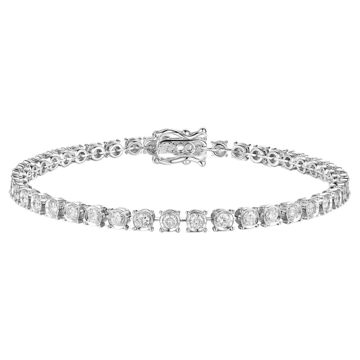 Bracelet tennis en or blanc 18 carats avec diamants de 1,72 carat
