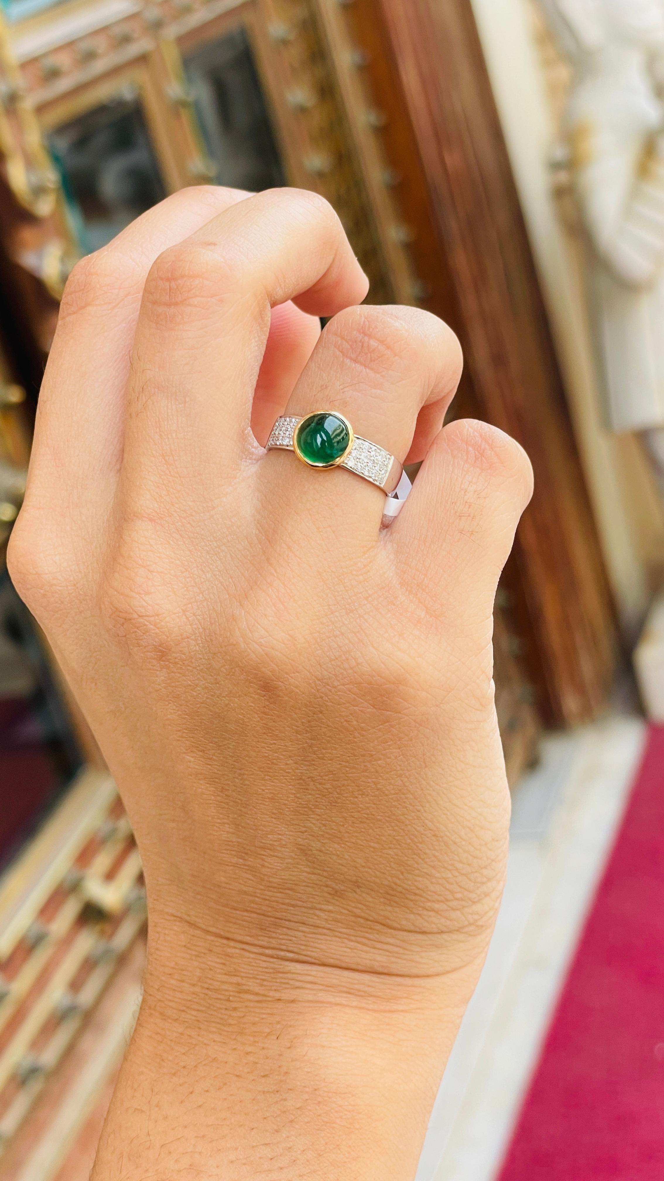 For Sale:  1.72 Carat Emerald and Diamond Ring in 18K White Gold  11