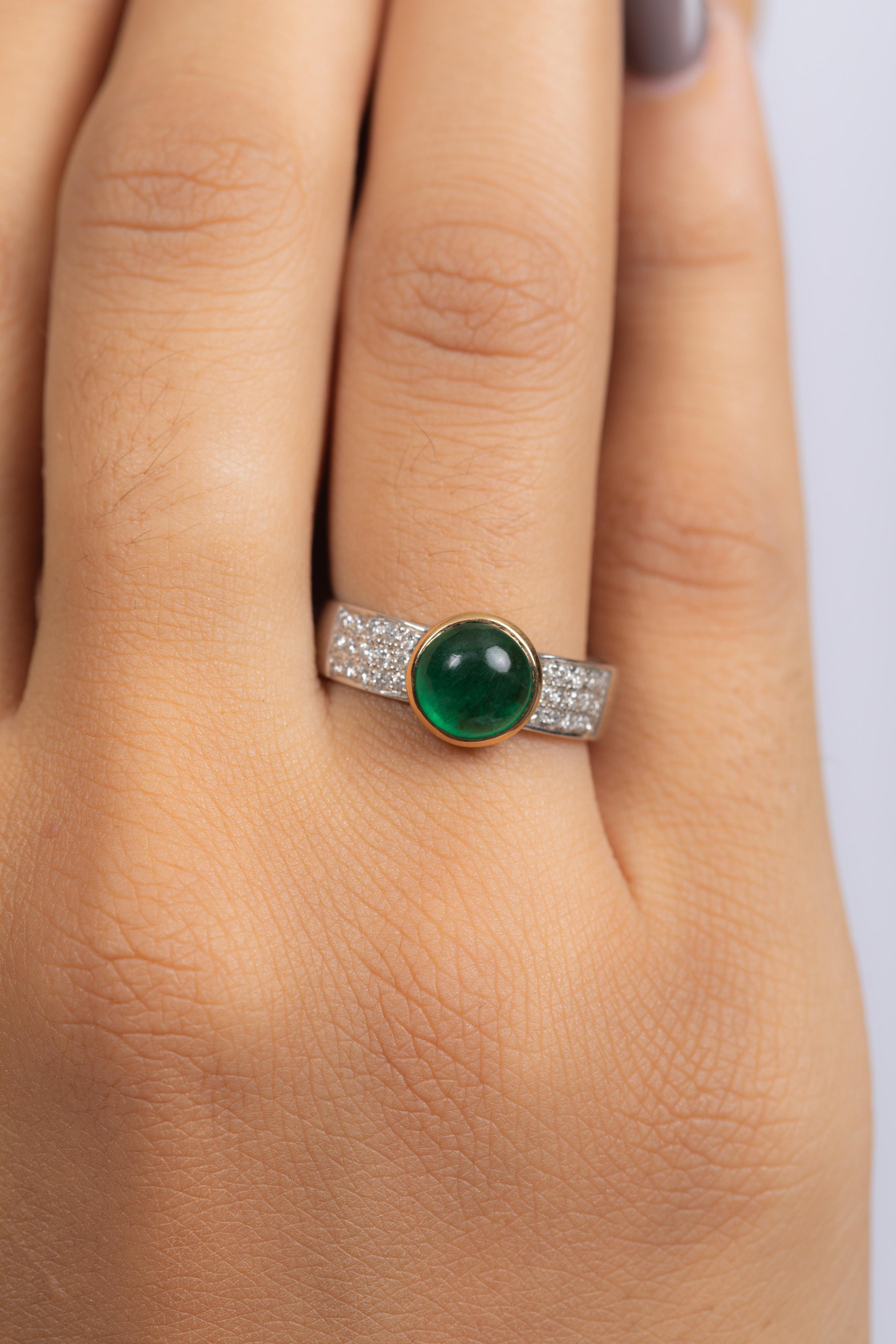 For Sale:  1.72 Carat Emerald and Diamond Ring in 18K White Gold  2