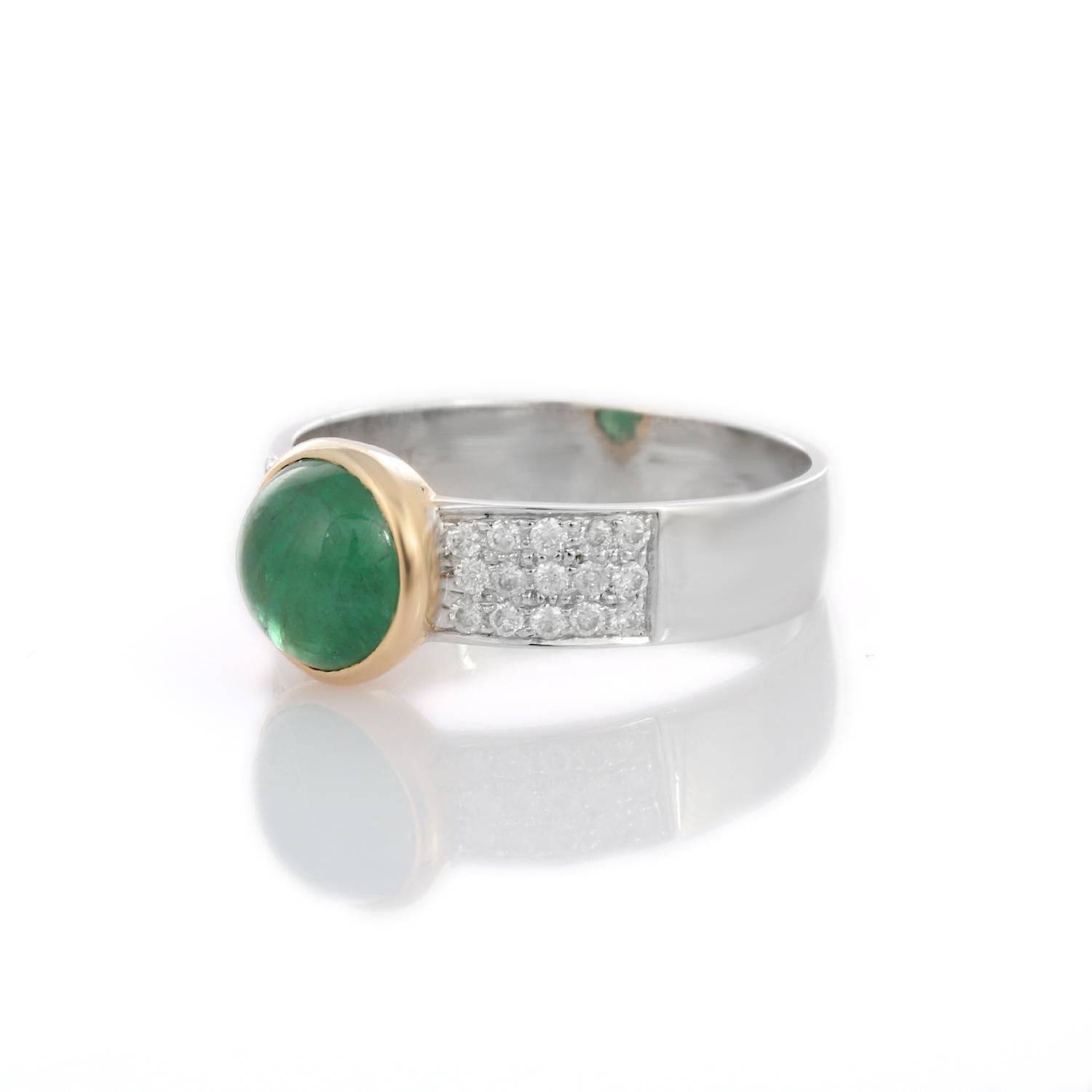 For Sale:  1.72 Carat Emerald and Diamond Ring in 18K White Gold  3