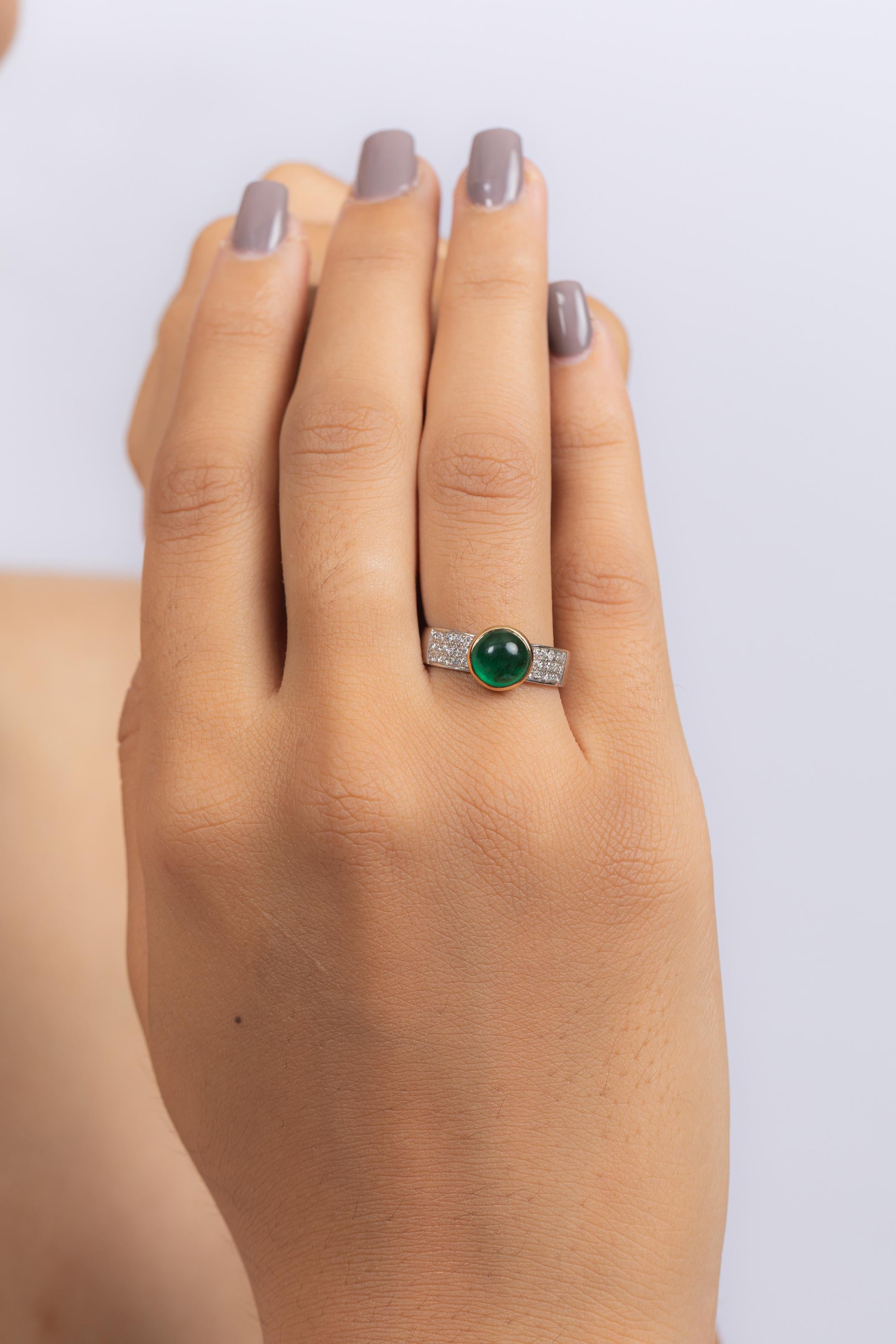 For Sale:  1.72 Carat Emerald and Diamond Ring in 18K White Gold  4