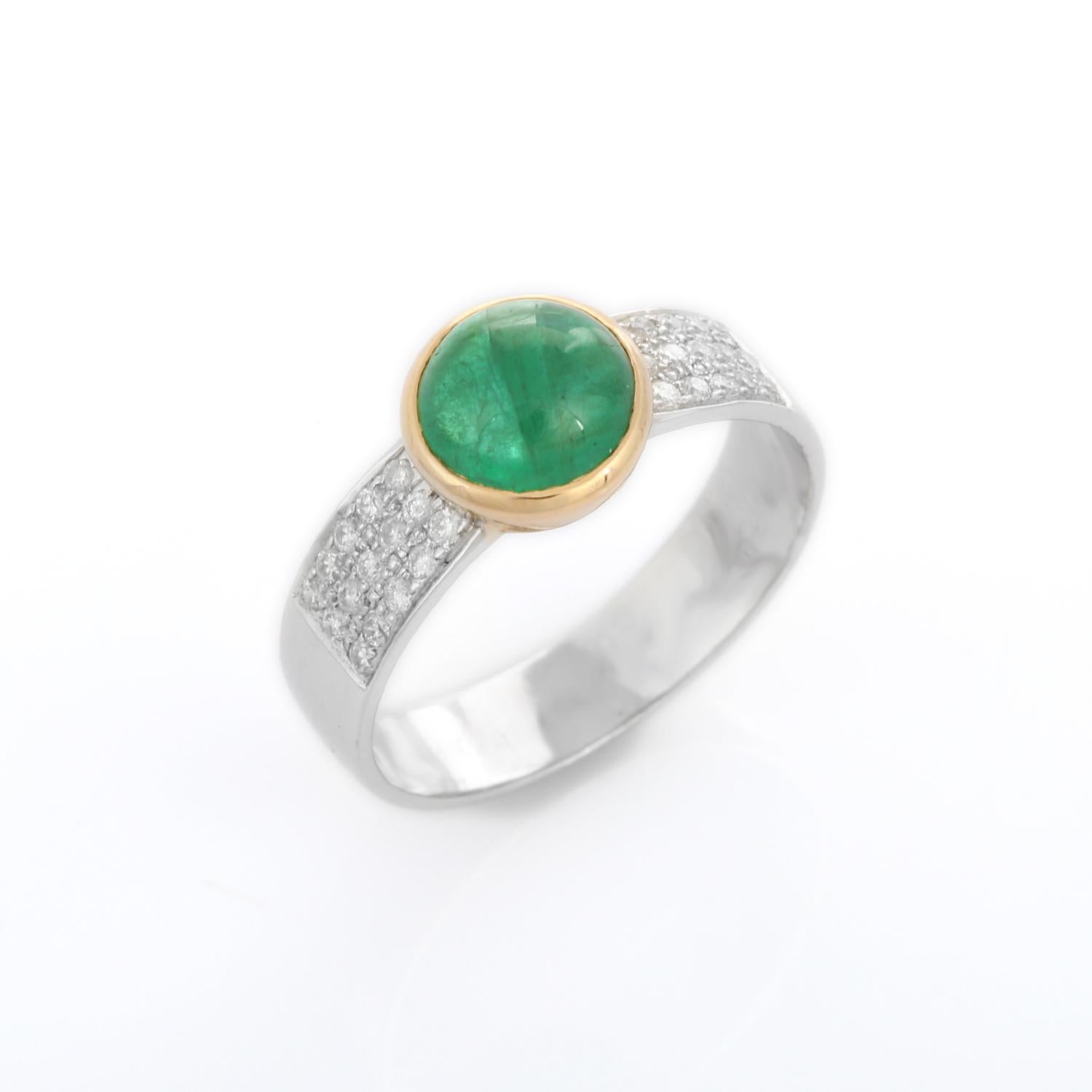For Sale:  1.72 Carat Emerald and Diamond Ring in 18K White Gold  6