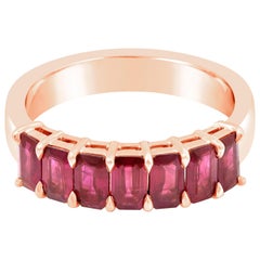 Roman Malakov 1.72 Carats Total Emerald Cut Ruby Seven-Stone Wedding Band Ring
