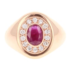 1.72 Carat Men's Ruby Diamond 14 Karat Rose Gold Ring