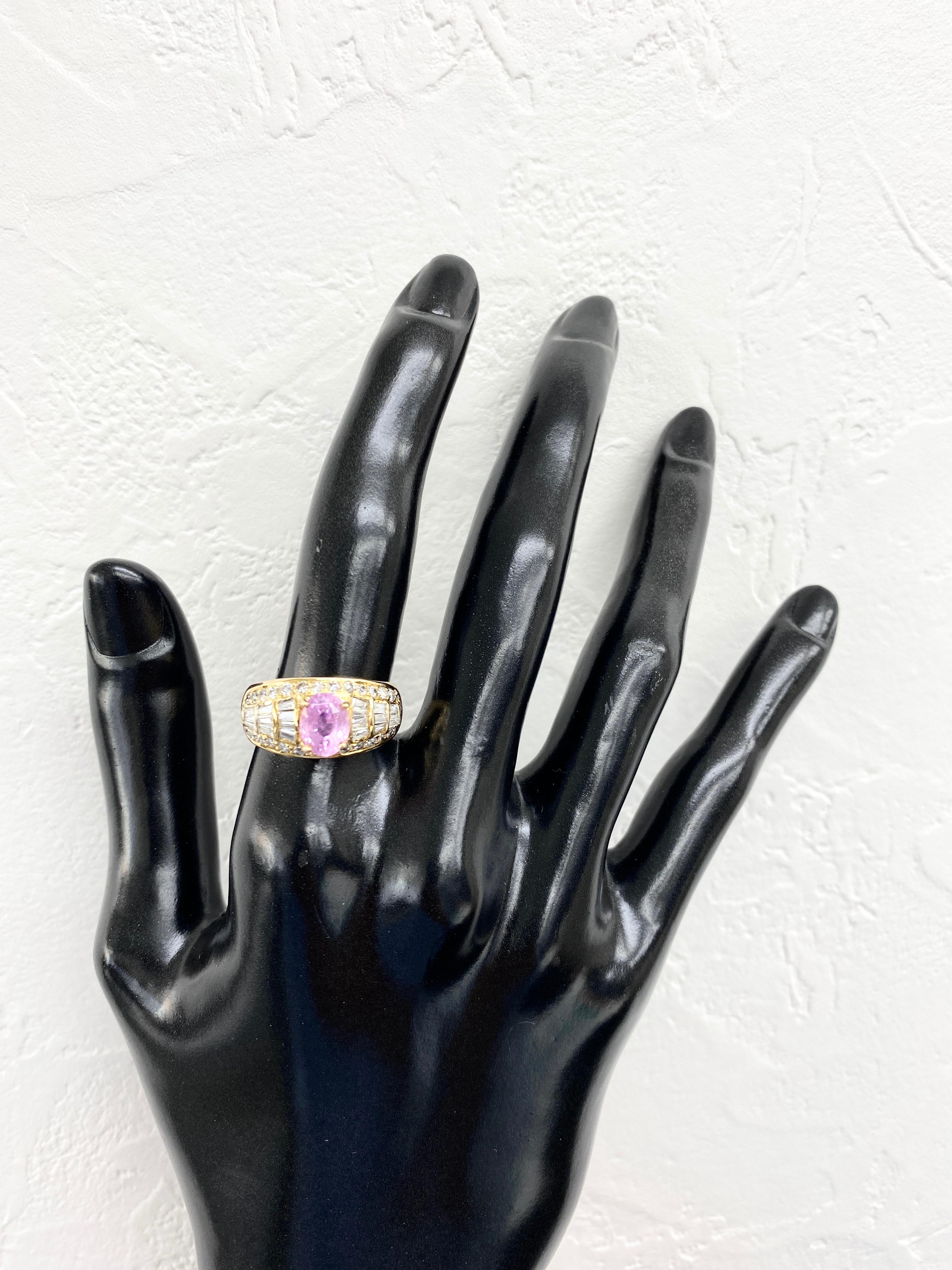 Women's 1.72 Carat Natural Pink Sapphire and Diamond Cocktail Ring Set in 18 Karat Gold