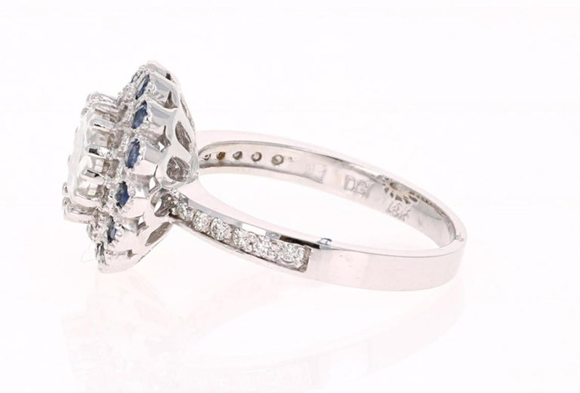 Contemporary 1.72 Carat Natural Rose Cut Diamond White Gold Engagement Ring For Sale