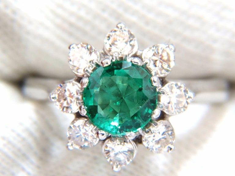 1.72 Carat Natural Vivid Bright Green Emerald Diamonds Ring 14 Karat ...