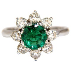1.72 Carat Natural Vivid Bright Green Emerald Diamonds Ring 14 Karat*
