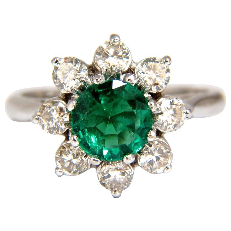 1.72 Carat Natural Vivid Bright Green Emerald Diamonds Ring 14 Karat ...