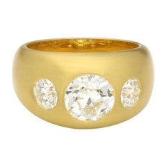 1.72 Carat Old Mine Diamond 22 Carat Gold Satin-Finish Gypsy Ring by Hancocks